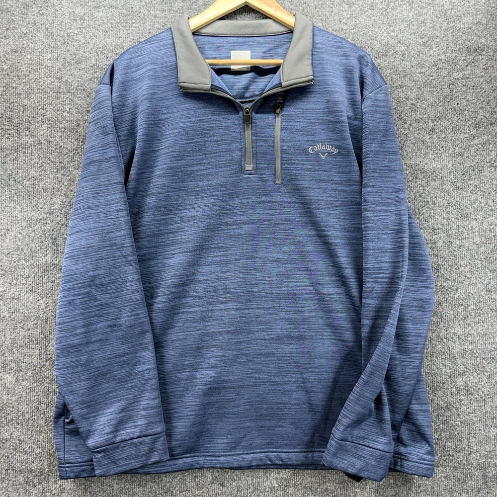Callaway Sweatshirt Golf Pullover Mens XL Blue Quarter Zip Fleece‎ Lined